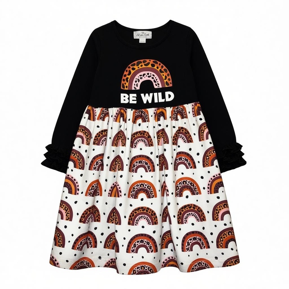 Marie Nicole Girls Animal Print Rainbows Ruffle Sleeves Be Wild Child Size XXL‎